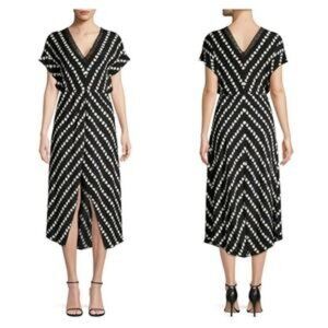 Maje Ritta Daisy Print Crepe Midi Dress 4 (x-large)